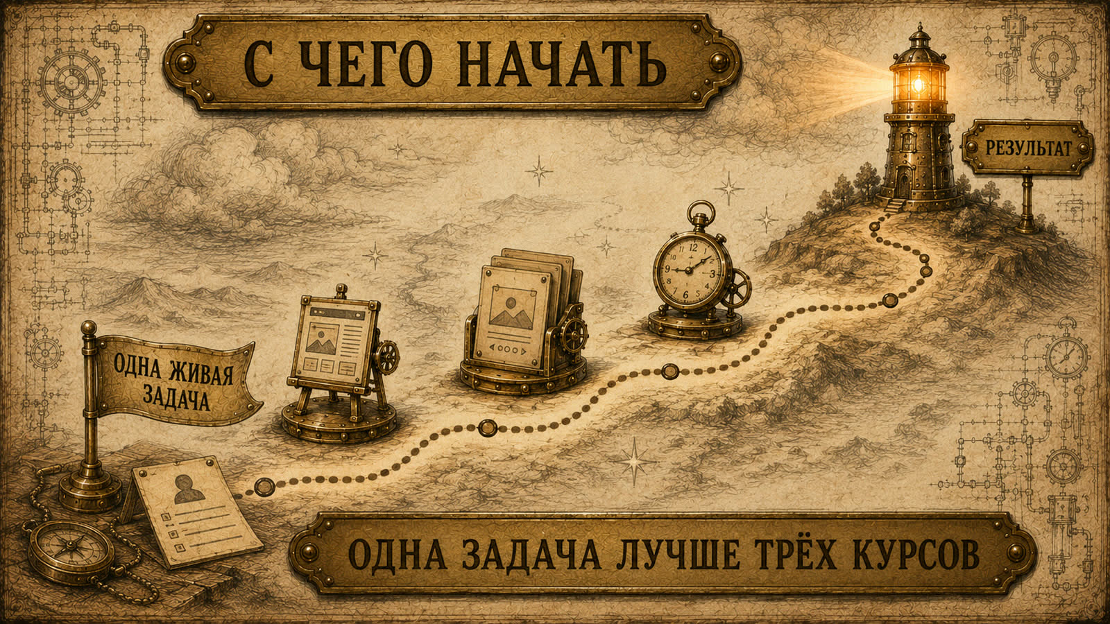 С чего начать: от одной живой задачи по маршруту к результату — одна задача лучше трёх курсов
