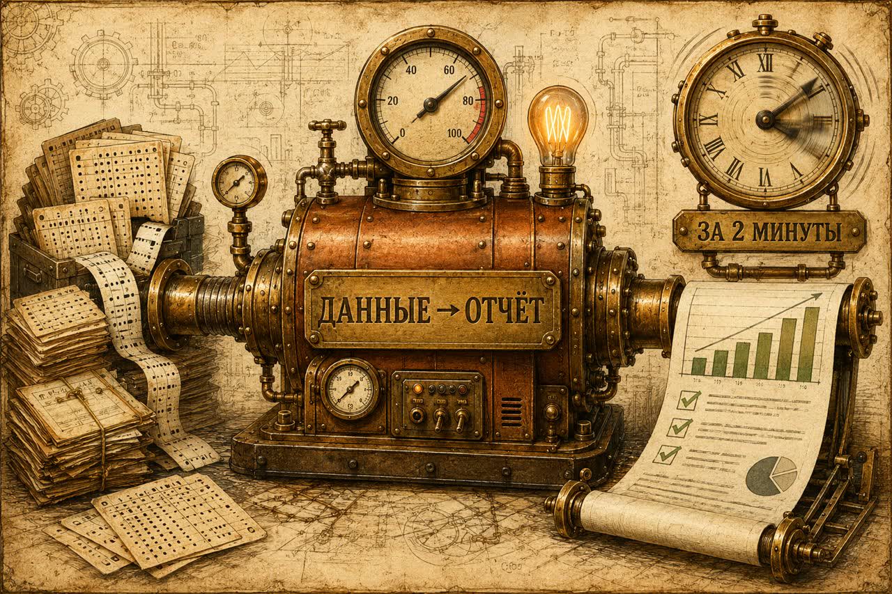 Данные превращаются в готовый отчёт с формулами и графиками