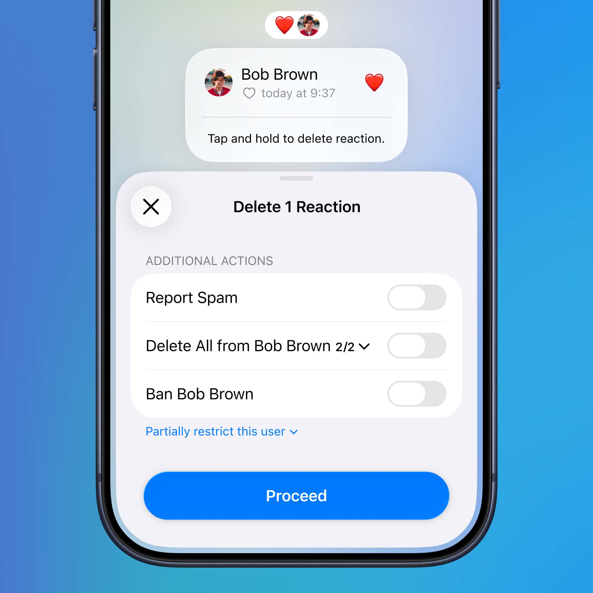 Удаление реакций модераторами в Telegram