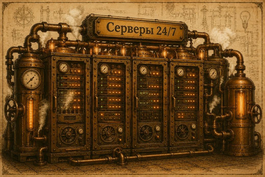 Серверы 24/7 — иллюстрация